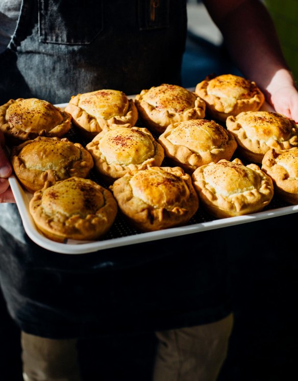 A tray of Shazza pies at the Pie Shop.