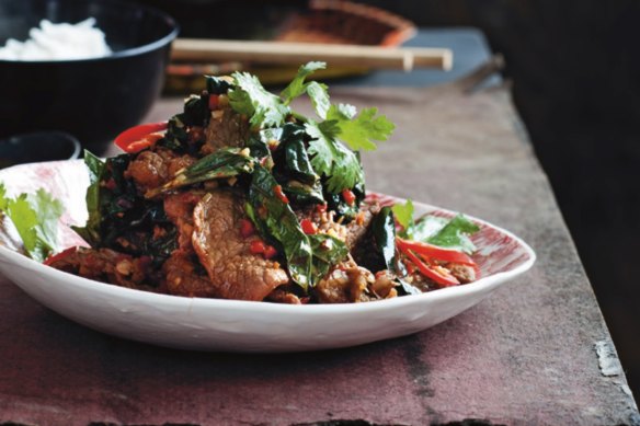 Luke Nguyen's beef wok-tossed with wild betel leaf and lemongrass.