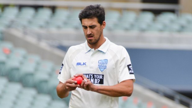 Mitchell Starc with the pink ball.