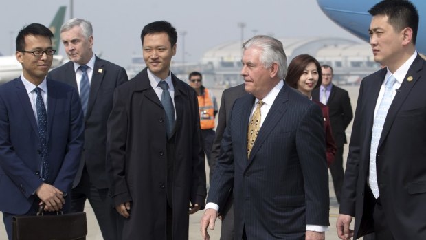 Rex Tillerson arrives in Beijing for his first official visit to China on Saturday.