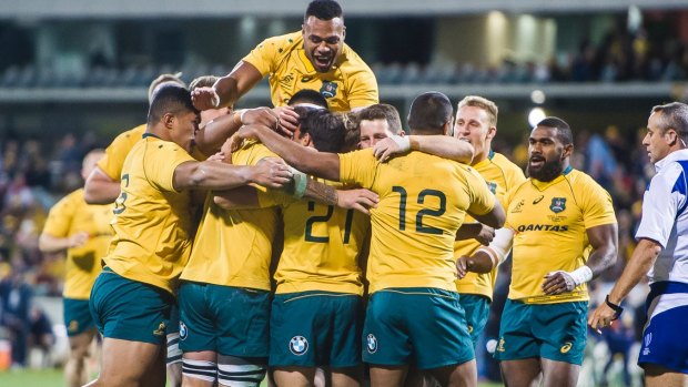 Intact: The Wallabies are mostly unchanged from the squad that played in the Pumas match.