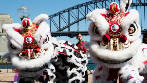 Sydney prepares to welcome the Year of the Rooster with lion dancers.
