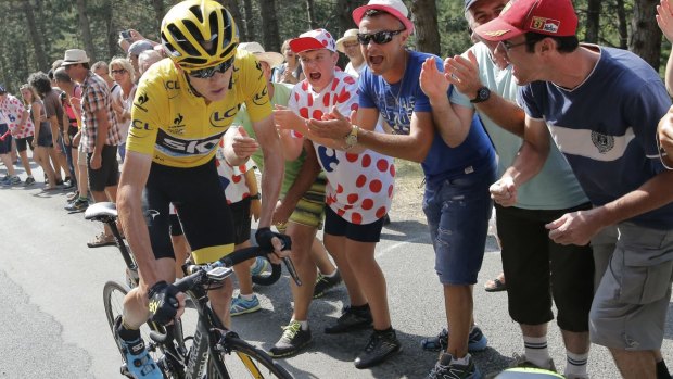 Outraged: Britain's Chris Froome claims a spectator threw urine in his face during the fourteenth stage of the Tour de France cycling race.