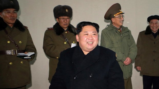 North Korean leader Kim Jong-un inspects an intercontinental ballistic missile test in North Korea.