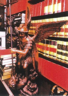 Statue of St Michael the Archangel, which Stephen Larkin claims he gave to auctioneers.