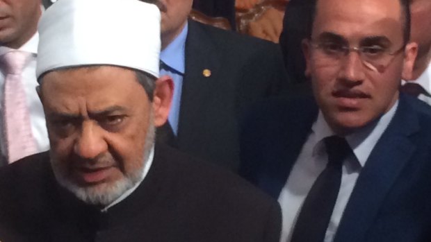 One of Sunni Islam's highest authorities, Sheikh Ahmed al-Tayeb, left, at an interfaith conference in Cairo on Thursday.