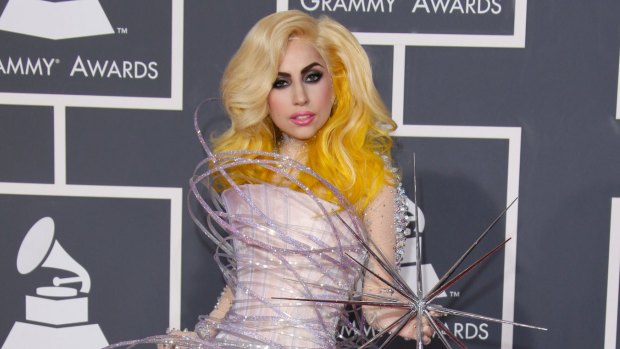 Lady Gaga arrives at the 52nd Annual GRAMMY Awards in 2010 in Los Angeles, California.