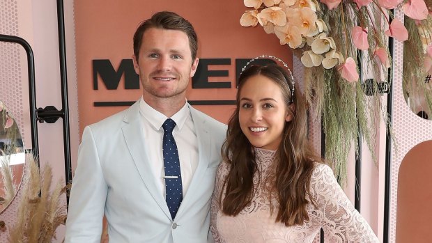 Patrick Dangerfield and his wife Mardi at Flemington Racecourse.