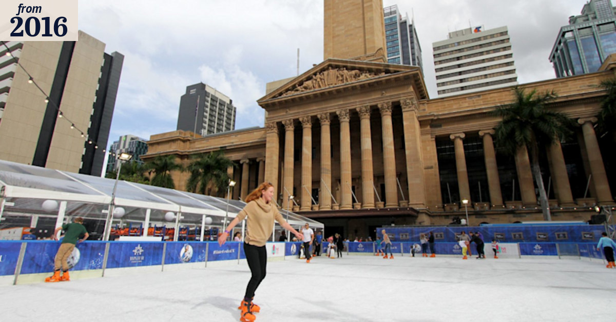 Brisbane's King George Square set for snow and ice