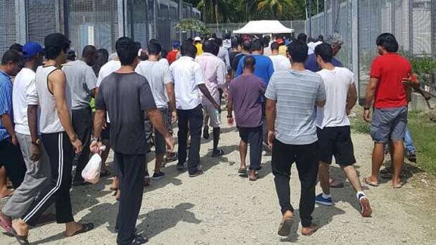 Men at the offshore processing centre at Manus Island.