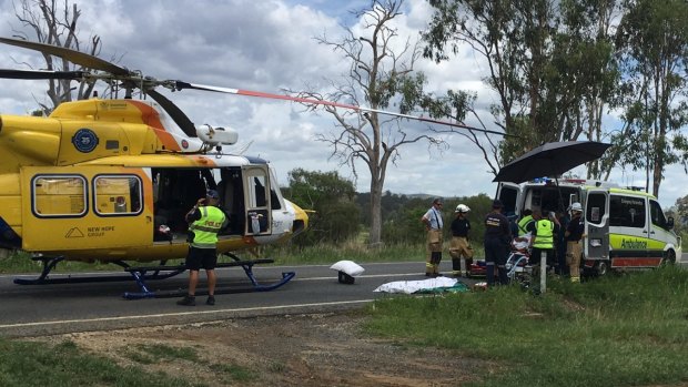 A 70-year-old man was placed on life support in hospital after being airlifted from a motorbike crash at Coulson near Boonah.