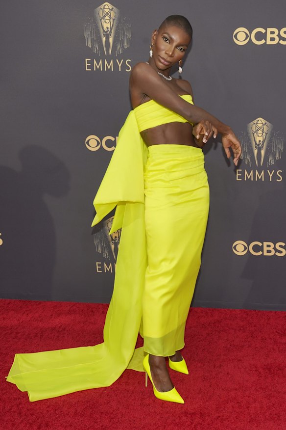 Michaela Coel arrives at the 73rd Primetime Emmy Awards.