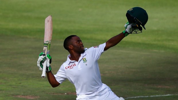 History maker:  Temba Bavuma celebrates his century against England.