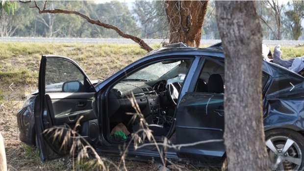 The occupants of the Mazda, both suffered critical injuries when their car crashed into trees.