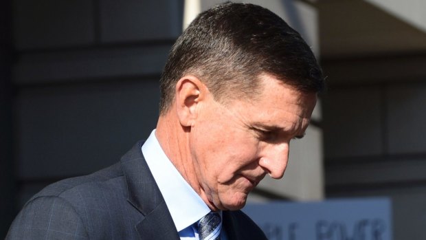 Former Trump national security adviser Michael Flynn leaves federal court in Washington on Friday. 