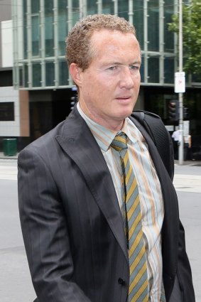 Police officer Timothy Baker outside Melbourne Magistrates Court on Wednesday.
