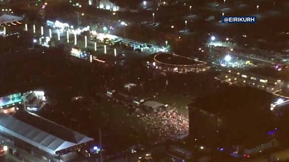 The scene outside the Mandalay Bay Casino. 