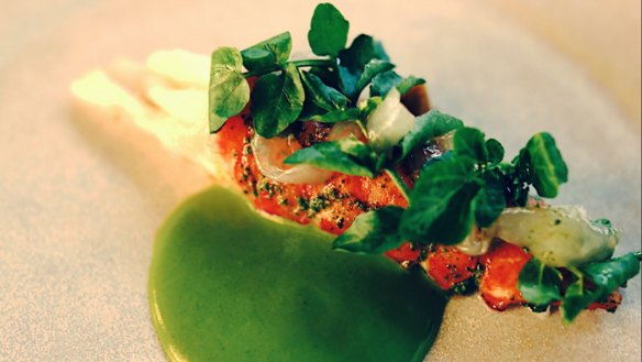Marron, Geraldton wax and watercress from Orana, Adelaide.