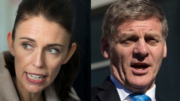 NZ Labour Party leader Jacinda Ardern, left, and Prime Minister Bill English must wait for NZ First Party to decide who will govern.