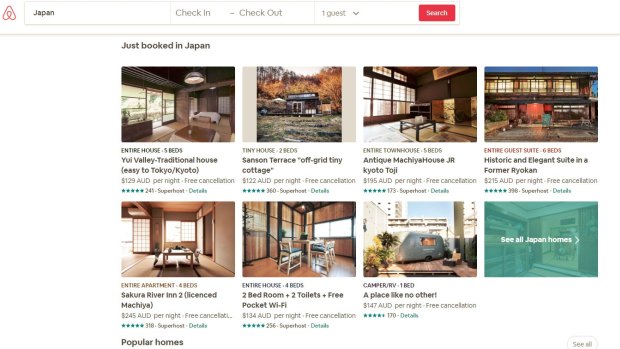 Almost 80 per cent of Airbnb's listings in Japan have been removed ahead of new laws coming into effect.