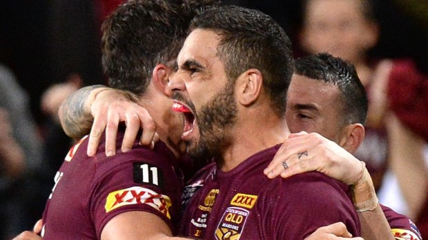 Easy at it: Greg Inglis of the Maroons was an able replacement at fullback for Billy Slater.