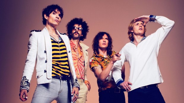 The Darkness aren't ready for dignity just yet: (Left to right) Justin Hawkins, Frankie Poulin, Dan Hawkins, Rufus Taylor.