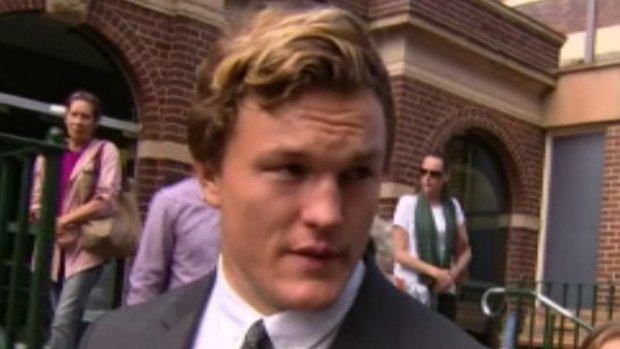 Lesson learnt: NRL player Liam Knight leaves court after pleading guilty to drink driving charges.