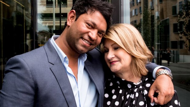 Saroo Brierley with his adopted mother Sue Brierley in Sydney this month.