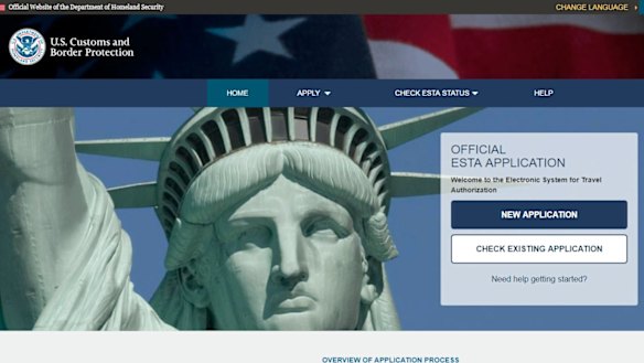 Don't be fooled by imitations. This is what the correct ESTA application website looks like.