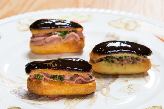 Go-to dish: Chicken mousse eclairs.