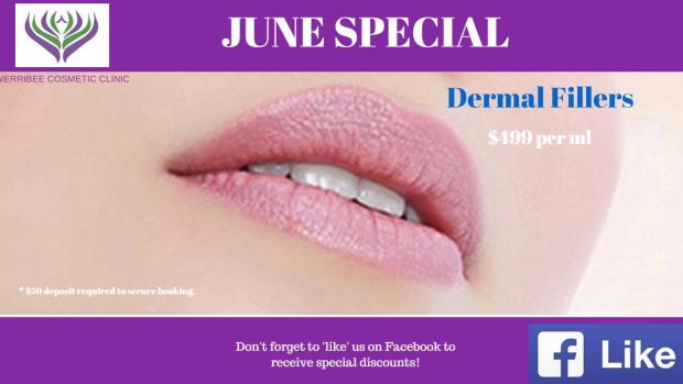 An advertisement for dermal fillers on the clinic's Facebook page. 