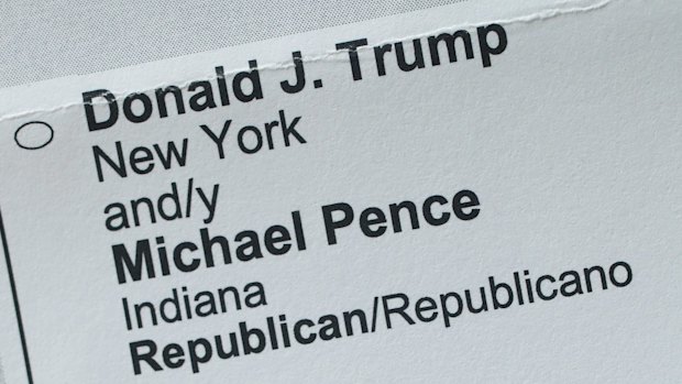 A genuine US expatriate's Maryland voting ballot for the 2016 US presidential elections.