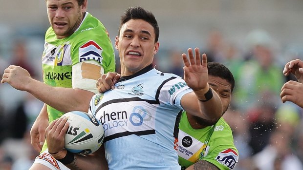 Selection suspension: Sharks winger Valentine Holmes has been banned from Queensland selection for 12 months..