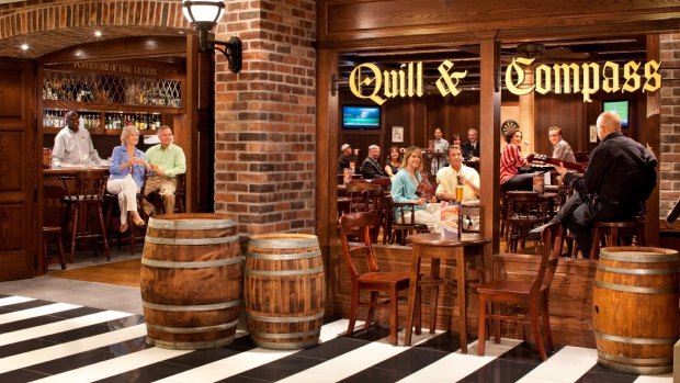 The Quill & Compass pub onboard 
Radiance of the Seas.