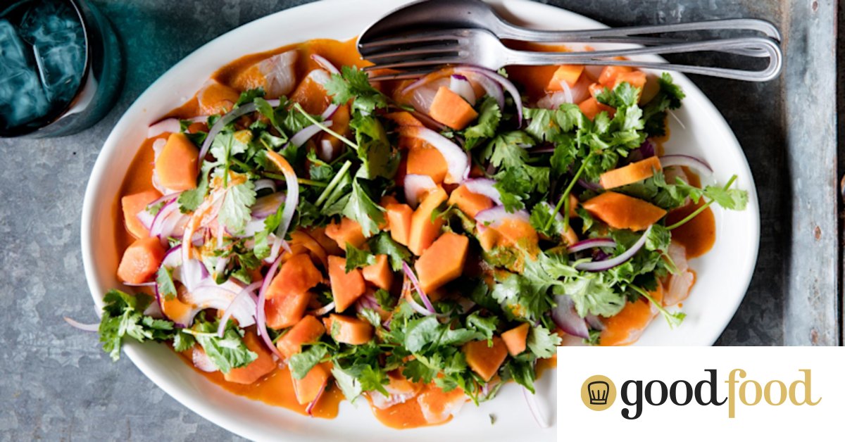 Mahi mahi ceviche with paw paw and coriander