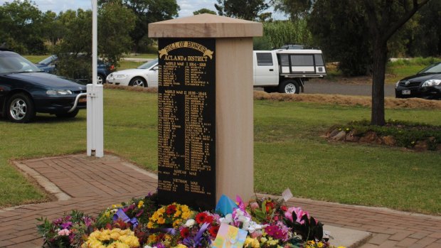 The Acland war memorial on Anzac Day, 2011.
