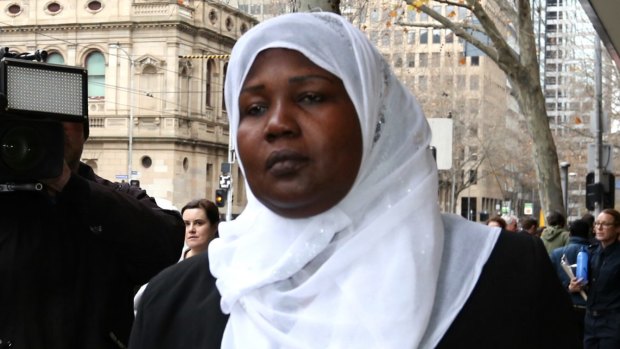 Akon Guode's aunt Abook Kon outside the Melbourne Magistrate's Court on Monday.
