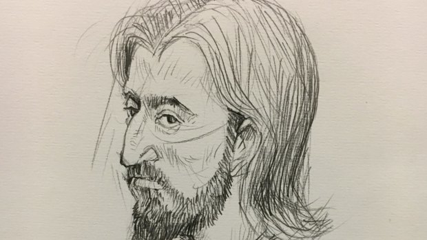 An artist's sketch of Abdullah Chaarani, from an earlier appearance at the Melbourne Magistrates Court.