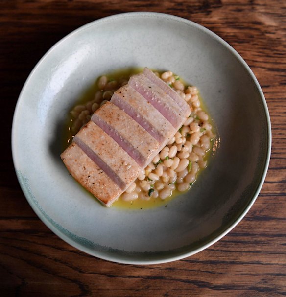 Swordfish and white beans.