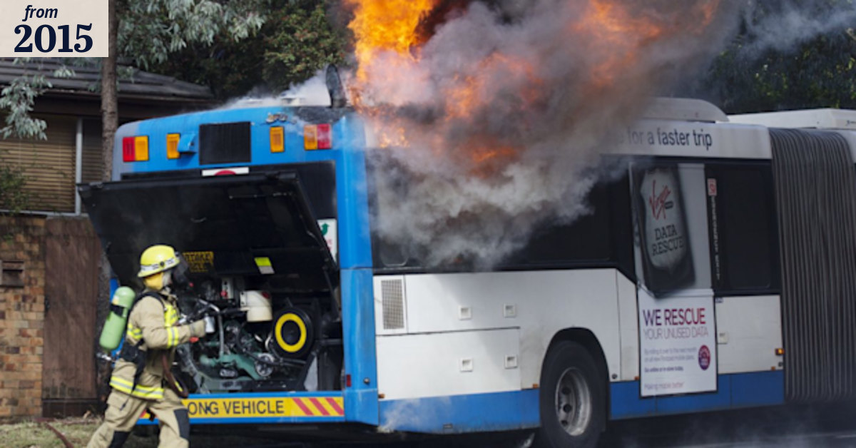 Traffic chaos as bus catches fire on Spit Road in Sydney's north