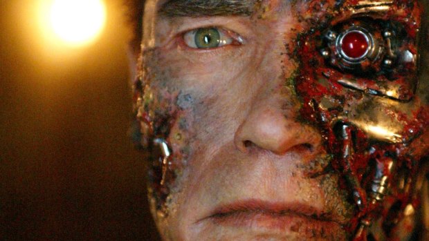Arnold Schwarzenegger as the Terminator in <i>Terminator 3: Rise Of The Machines</i>.