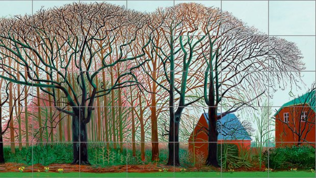 David Hockney, Bigger trees near Warter or ou Peinture sur le motif pour le Nouvel Age Post-Photographique (detail), 2007.Tate, London, presented by the artist 2008.