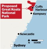 Red area: Map of the proposed great koala national park.