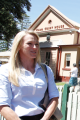 Former police officer Lucie Litchfield outside Kiama Local Court.
