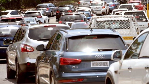 Motorists queued for up to 15 kilometres around the state on Monday.