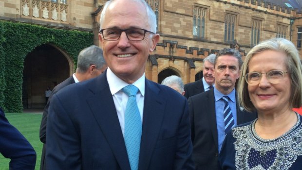 Malcolm Turnbull and his wife Lucy at the University of Sydney on Saturday where the Prime Minister reaffirmed his support for an Australian republic.