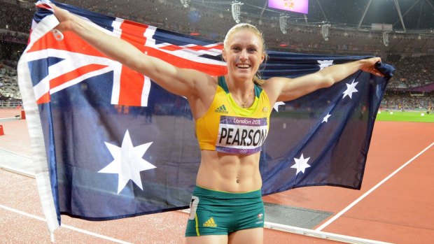 Sally Pearson after winning gold at the London 2012 Olympic Games .