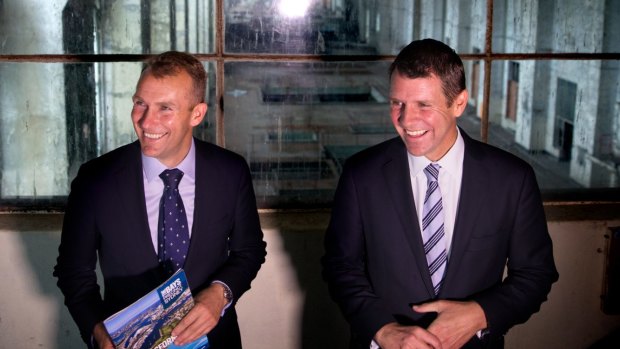 NSW Premier Mike Baird and Planning Minister Rob Stokes at White Bay Power Station in 2015 announcing it would be re-purposed as a technology hub.