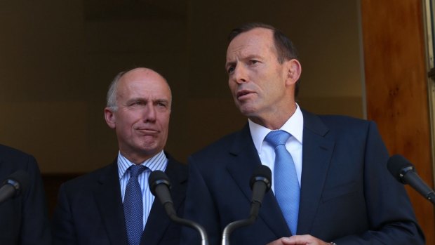 Tony Abbott with Eric Abetz during the Abbott government.