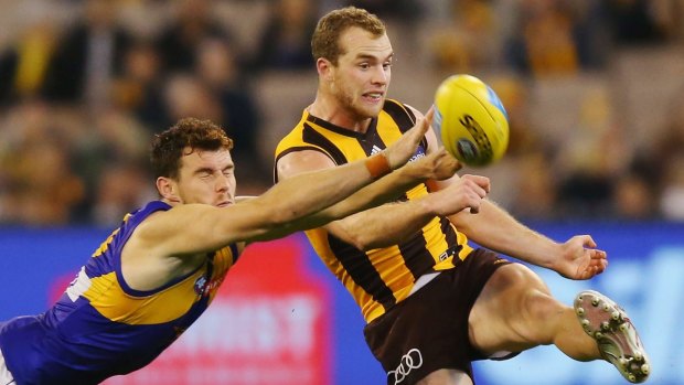 Solid contribution: Hawk Tom Mitchell had 37 touches against the West Coast Eagles last week. 